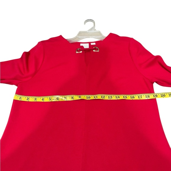 Chico's Red Long Sleeve Tunic Top Size 12 - Picture 10 of 11